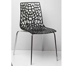 כיסא לפינת אוכל מושב פלסטיק רגלי ניקל  22567