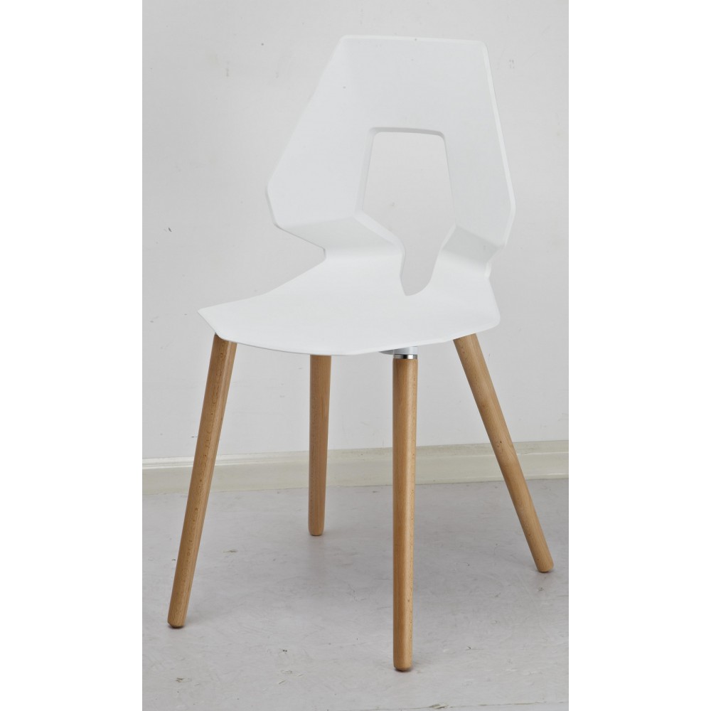 כיסא לפינת אוכל רגלי עץ מושב פלסטיק 11645