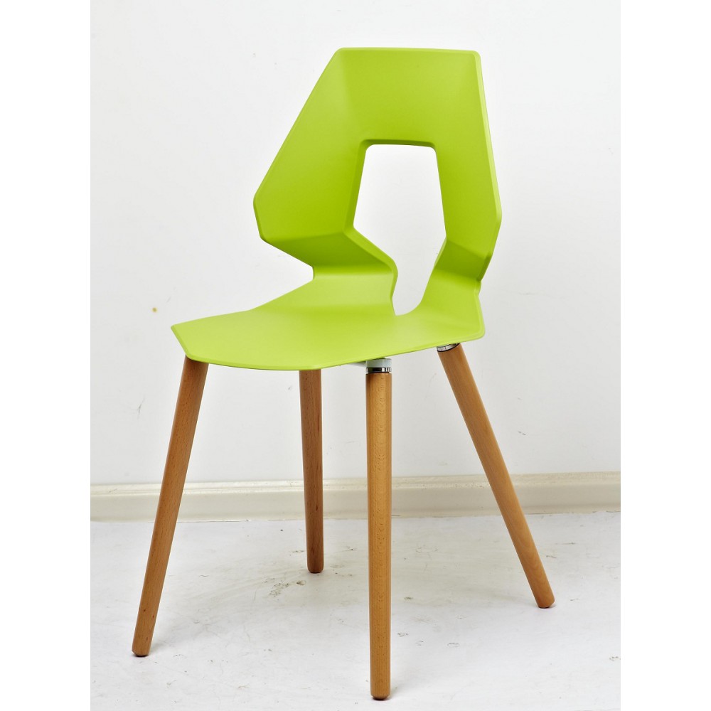 כיסא לפינת אוכל רגלי עץ מושב פלסטיק 11645