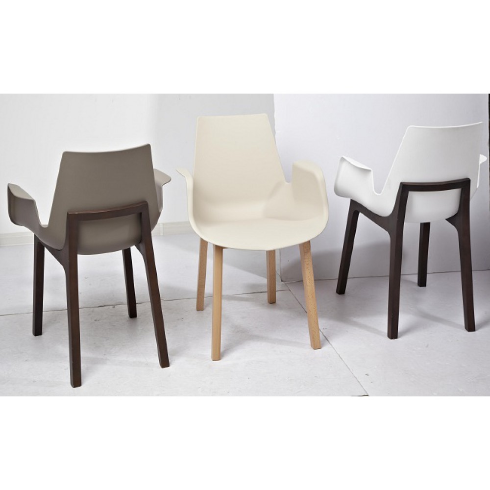 כסא מושב פלסטיק רגלי עץ 2265489