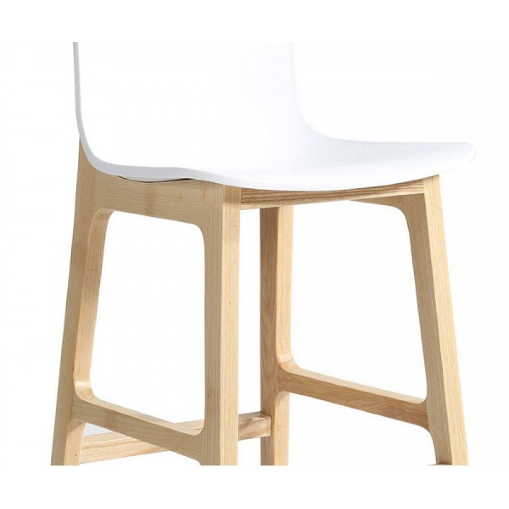 כסא בר רגלי עץ מושב פלסטיק 85772