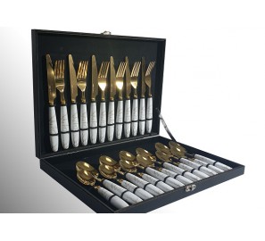 סט סכום זהב דמוי שיש לבן 475026