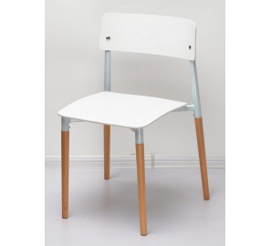 כסא פלסטיק עם שילוב רגלי עץ 334564 כסא פלסטיק עם שילוב רגלי עץ 334564
