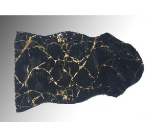 שטיח פרווה שחור עיטורי שיש זהב 862