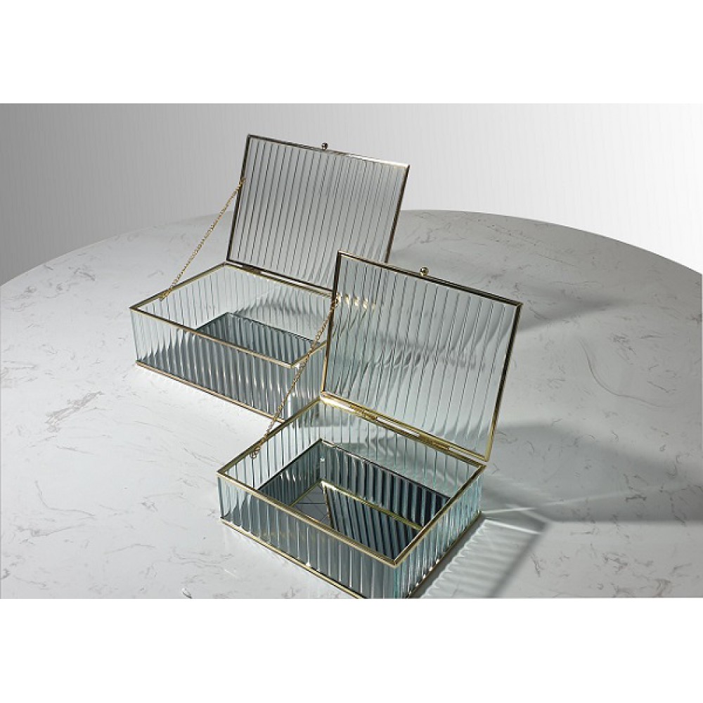 קופסאת תכשיטים זכוכית משולב עם זהב 84563