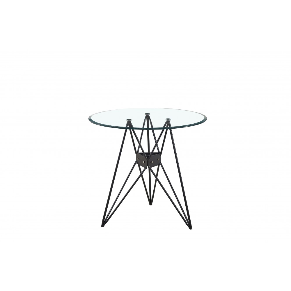 שולחן לפינת אוכל זכוכית רגלי מתכת קוטר 80 (54568)