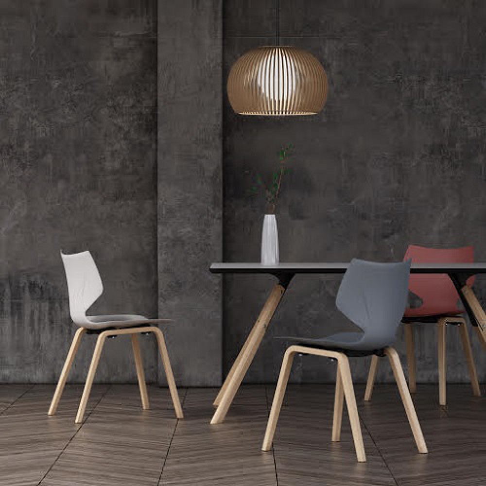 כסא לפינת אוכל מושב פלסטיק רגלי עץ חדש 9987878