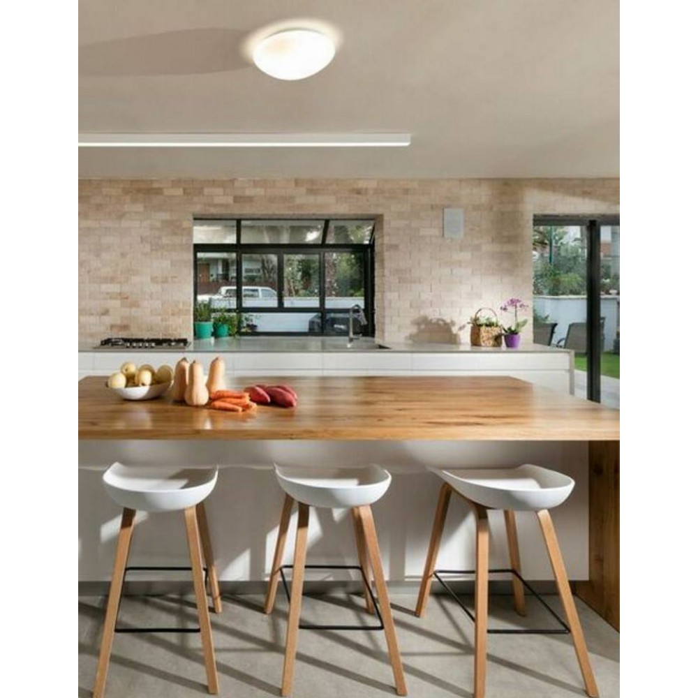 כיסא בר מושב פלסטיק דמוי רגלי עץ 65628975