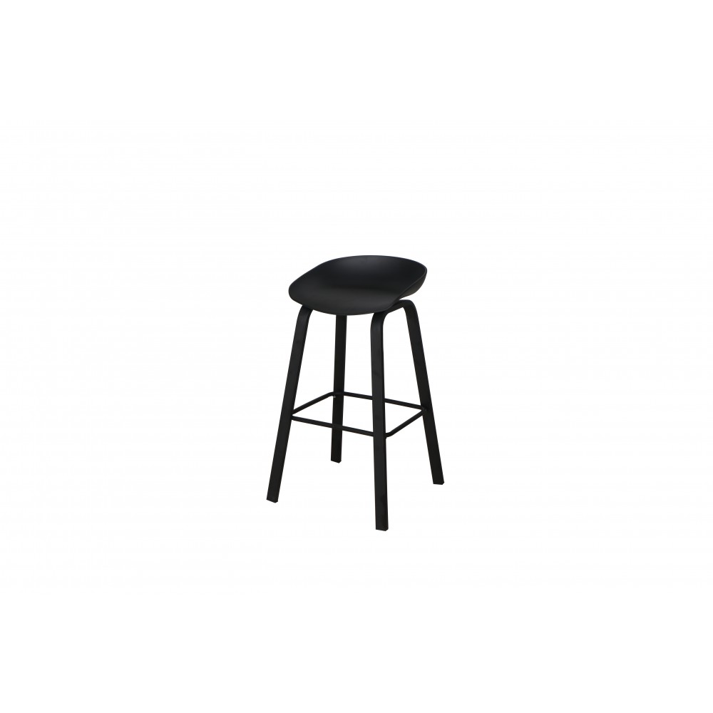 כיסא בר מושב פלסטיק רגלי דמוי עץ 65628975 בשחור