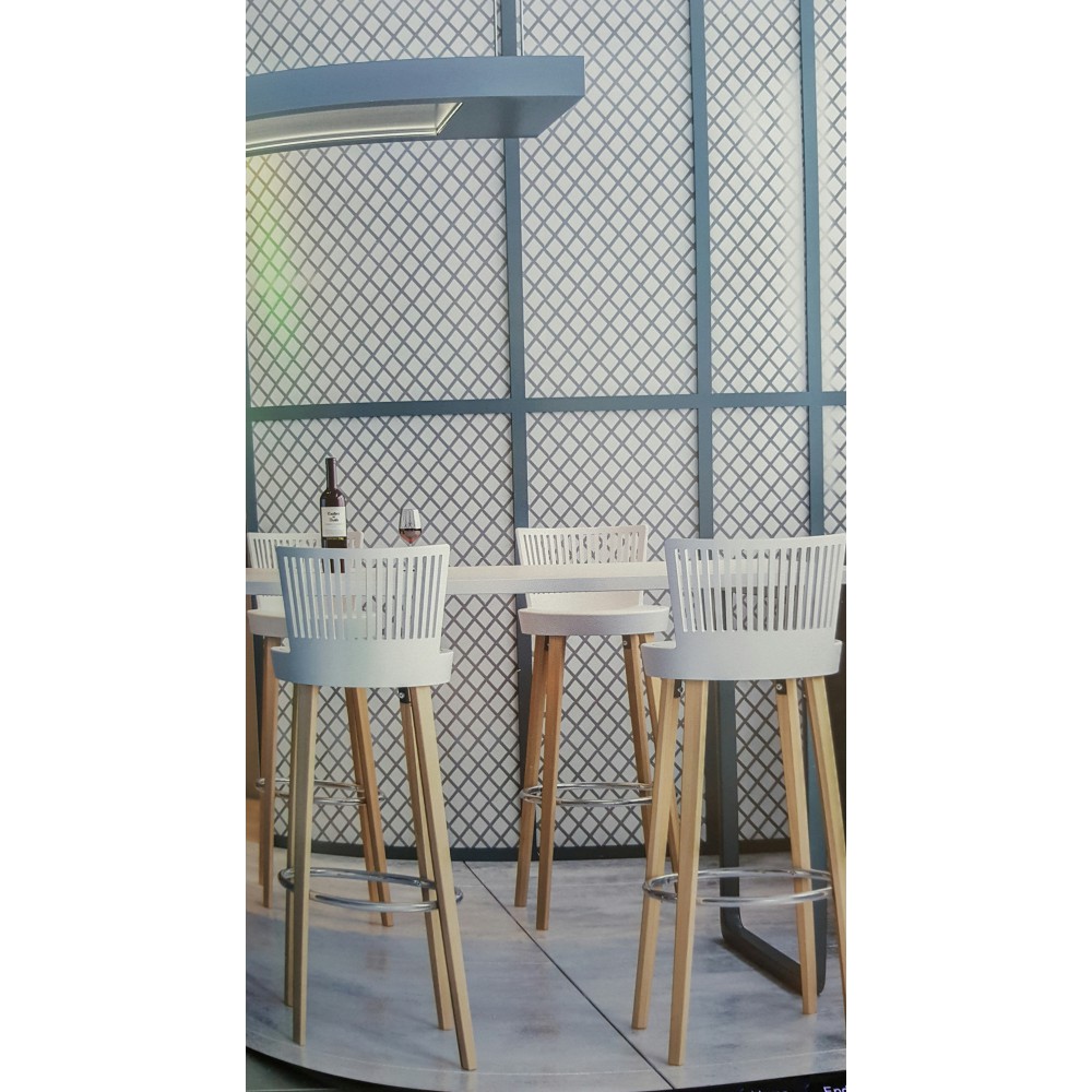 כסא בר רגלי עץ מושב פלסטיק 9985(bar stool)