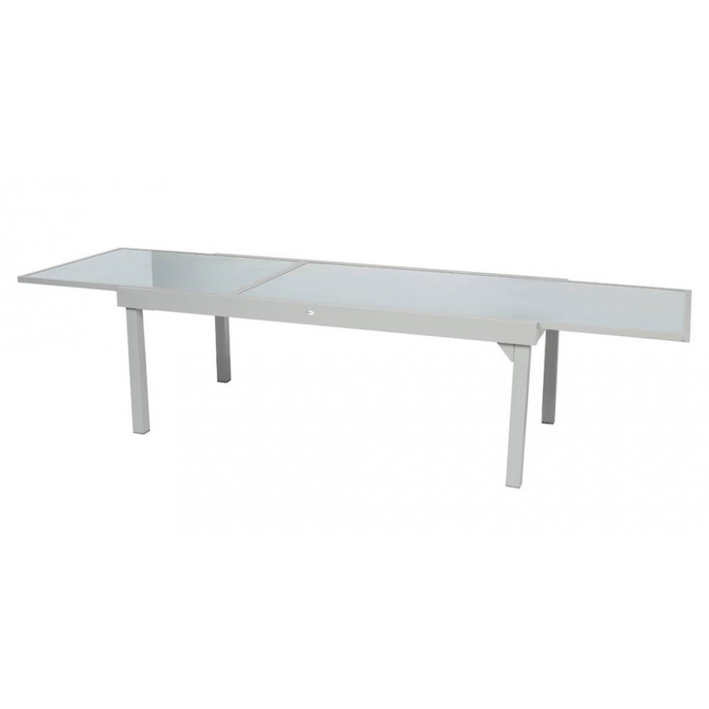 564301 שולחן אלומיניום נפתח 100X200-320 כולל 6 כסאות דגם פיאזה כסף (PIAZZA)