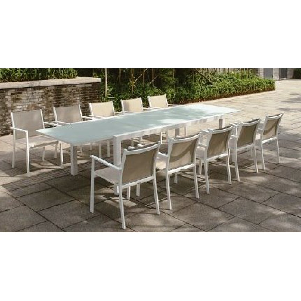 564583 שולחן גן מאלומיניום לגינה נפתח 100X200-300 לבן בג 564583 שולחן גן מאלומיניום לגינה נפתח 100X200-300 לבן בג