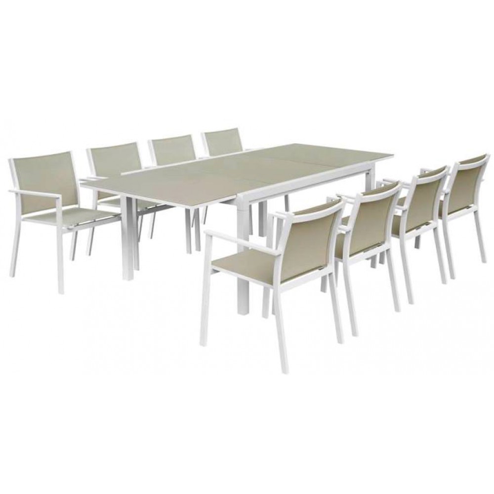 564583 שולחן גן מאלומיניום לגינה נפתח 100X200-300 לבן בג 564583 שולחן גן מאלומיניום לגינה נפתח 100X200-300 לבן בג